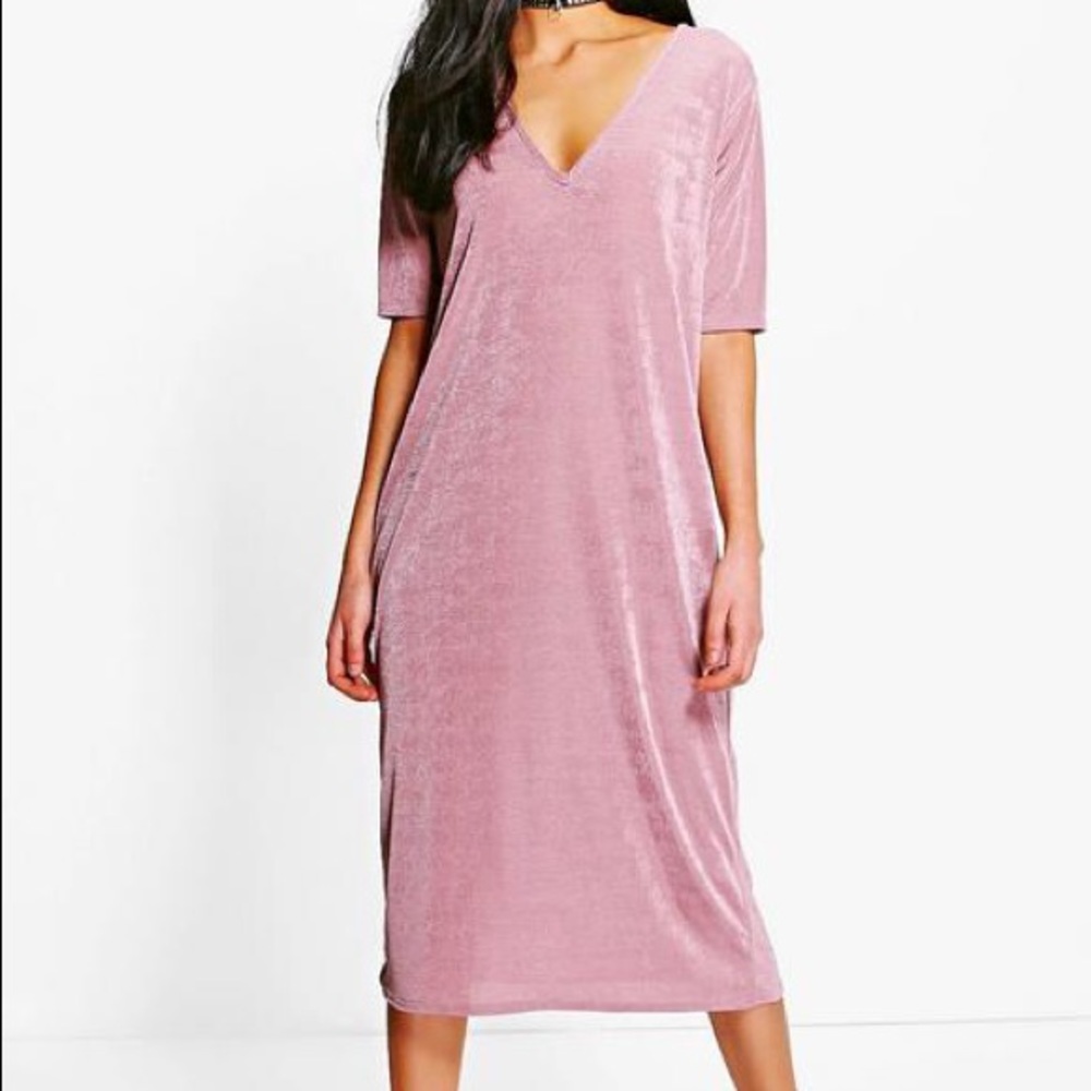 Boohoo White column slinky dress